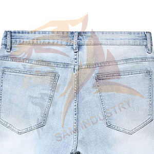 Shorts de Mezclilla Casuales de Corte Regular Personalizados al por Mayor para Hombre, Nuevo Estilo, Hechos a Medida, Color Sólido - Product Image 6