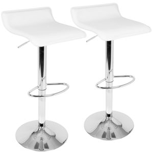 Juego de 2 taburetes de bar ajustables de cuero sintético blanco Ale Contemporary - Product Image 1