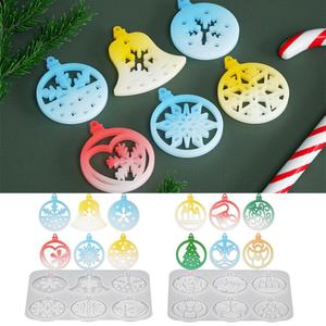 แม่พิมพ์ซิลิโคนเรซิ่นยิปซั่มสำหรับทำเครื่องหอมรูปกระดิ่งเกล็ดหิมะทรงกลมสำหรับเทศกาลคริสต์มาส - Product Image 1