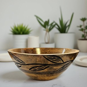 Tazón para Servir Hecho a Mano de Madera de Mango con Diseño Tallado |   Venta al por mayor - Product Image 3