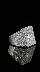 Lab Grown Diamond Square Signet <b>Ring</b> White Gold Pave Statement <b>Ring</b> Luxury Hip Hop Fine Jewelry For <b>Men</b> Unisex Gift - Product Image 5