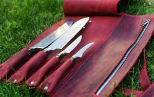 Étui de rangement pour couteaux de chef en cuir véritable robuste, protection anti-odeur, design personnalisé pour les voyages culinaires LSKR-0053 - Product Image 4