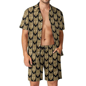 Conjunto Deportivo GENERSA para Hombre, Camiseta de Manga Corta con Cuello Redondo Estampado, Pantalones Cortos con Cintura Elástica, Transpirable, 100% Algodón Tejido, 320g, Verano - Product Image 3