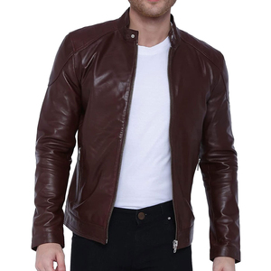 Veste en cuir pour homme de qualité supérieure, coupe ajustée, en cuir de vachette, veste de moto pour l'hiver, veste bomber pour l'automne - Product Image 1