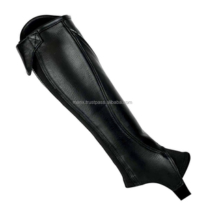La mejor mitad de cuero Chaps para hombres Logotipo personalizado Impresión Estilo occidental Color negro OEM ODM Venta al por mayor para montar a caballo - Product Image 5