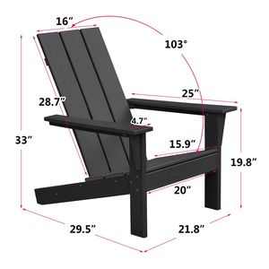 Silla Adirondack Negra de HDPE para Exteriores, Muebles de Resina para Patio y Jardín - Product Image 6
