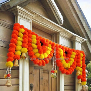 Guirlande de Fleurs de Souci Artificielles Clochettes Toran Décoration Maison Pour Porte Diwali Mariage Pâques Cadeau Écologique - Product Image 2
