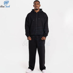 Custom Printed Men Tracksuit Set Full Zip Jacket Pants Breathable 100% Cotton Streetwear Athletic Sportswear for Gym Training - Product Image 1