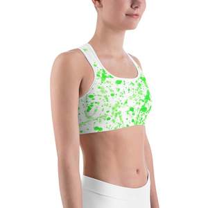 Soutien-gorge de sport dos nageur pour femme, imprimé pois verts, respirant, maintien moyen, haut de sport pour yoga - Product Image 5