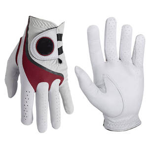 Guantes de Golf Transpirables de Piel de Cabretta para Mano Izquierda con Cierre de Velcro, Guantes Deportivos Unisex Blancos y Negros - Product Image 3