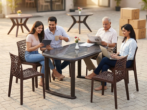 Mesa de Comedor Rectangular de Plástico Semivirgen para 4 Personas, Diseño Moderno y Duradero, Muebles para Comedor, No Requiere Ensamblaje - Product Image 4