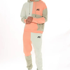 Men’s Cotton <b>Blend</b> Fleece Tracksuit | Color Block Pullover Hoodie & Jogger Set | OEM ODM Apparel Supplier - Product Image 1