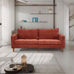 Divano Letto in Velluto a Coste Marrone Chiaro, Stile Moderno, Multifunzionale, Tinta Unita, per Soggiorno con Interfaccia USB - Product Image 1