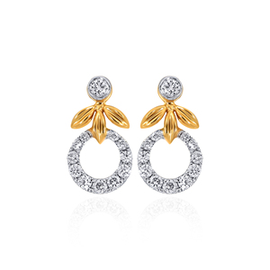 Modern 18K Yellow Gold Plated Floral Stud Earrings with Lab Grown Round Brilliant Cut Diamonds for Women - Product Image 3