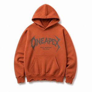 Custom Rust <b>Orange</b> Washed Fleece <b>Hoodie</b> <b>Men's</b> Oversized Distressed Streetwear Pullover Sweatshirt Graphic <b>Hoodie</b> - Product Image 1