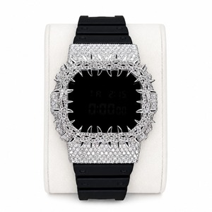 Luxury Digital <b>Watch</b> Square Case Rhinestone Accents Rubber Band Unisex - Product Image 1
