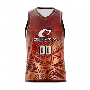 Camiseta de Baloncesto Ostriya International para Hombre, Sin Mangas, Cuello en V, Estampado Geométrico, Absorbe la Humedad, Ajuste Atlético, para Adultos, Todas las Temporadas - Product Image 2