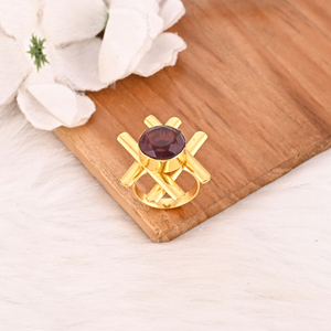 Pink Amethyst Hydro <b>Ring</b> for Women Gold Plated <b>Adjustable</b> Trendy Gemstone Jewelry Brass - Product Image 2