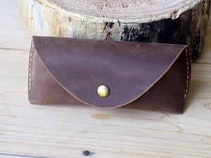 Slim Genuine Leather <b>Glasses</b> Cover Luxury Soft Cowhide Pouch Handmade Travel <b>Reading</b> Eyewear Protector Case LGC-0110 - Product Image 3