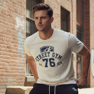 เสื้อยืดออกกำลังกายสำหรับนักกีฬายกน้ำหนัก ทรงบ็อกซี่ สตรีทแวร์ สปอร์ตแวร์ ระบายอากาศได้ดี ราคาโรงงาน รับผลิตเสื้อผ้า OEM - Product Image 5