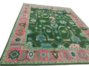 Tapis noués à la main antiques en laine de haute qualité 12x12 & 10x14 priant la maison rose vert ensembles de tapis tissés à la main pour le salon - Product Image 5