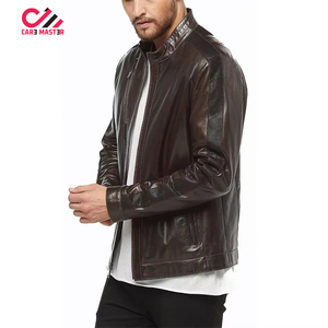 Wholesale High Quality <b>Men's</b> Genuine <b>Bike</b> Leather <b>Jacket</b> Stand Up Collar Fashionable Top Quality Leather <b>Jacket's</b> For <b>Men</b> - Product Image 4