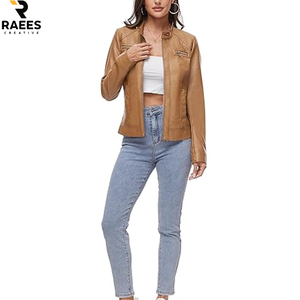 Best Selling Women's <b>Long</b> Breathable <b>Leather</b> <b>Jacket</b> Plain Design Customizable Casual Wear for Wholesale - Product Image 4