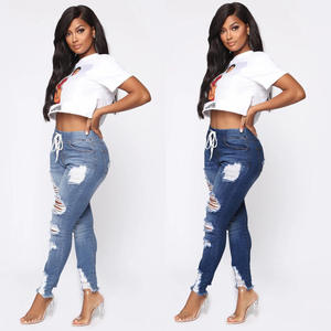Jeans de Mujer Elásticos, Ajustados, Rectos, Transpirables, Ecológicos, con Efecto Desgastado y Rasgado, Venta al Por Mayor de Fábrica - Product Image 3