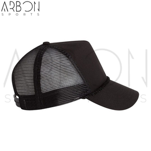 Casquettes 5 panneaux ajustables noires unies de haute qualité avec logo personnalisé, effet délavé, pour hommes – Meilleures ventes - Product Image 3