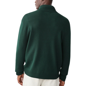 Menswear Green <b>Quarter</b> <b>Zip</b> <b>Jumper</b> Knitted Sweater Stand Collar Long Sleeve Pullover Casual Winter Warm Soft Knitwear Premium Fit - Product Image 2