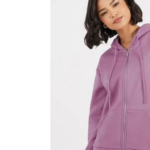 เสื้อฮู้ดซิปผู้หญิงแบบสั่งทำพิเศษ ผ้าฝ้ายฟลีซ 100% ป้องกันขนร่วง ระบายอากาศได้ดี มีโลโก้ด้านหน้า สวมใส่สบายในฤดูหนาว ทรงปกติ - Product Image 3