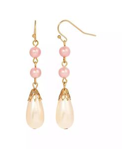 Orecchini pendenti con perle finte rosa e bianche |   2028 - Product Image 1