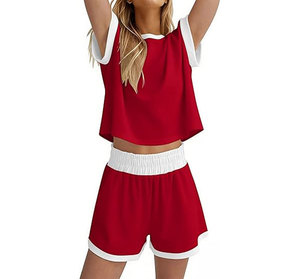Women's Two Piece <b>Set</b> Sleeveless Crop Top And Shorts Matching Outfit Solid Color Loose Fit Casual Spring Summer Wear - Product Image 2