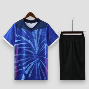 Ensemble d'uniformes de volley-ball pour hommes, maillot sans manches et short imprimés par sublimation, genouillères, évacuation de l'humidité, séchage rapide, style ajusté, devant - Product Image 4