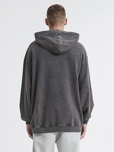 เสื้อฮู้ดโอเวอร์ไซส์ ยูนิเซ็กซ์ สีเขียวล้วน ผ้าฝ้ายฟลีซ 300 กรัม เป็นมิตรกับสิ่งแวดล้อม ล้างสีแบบแอซิดวอช มีกระเป๋า ดีไซน์ลำลองสำหรับฤดูใบไม้ผลิ ทรงปกติ - Product Image 4