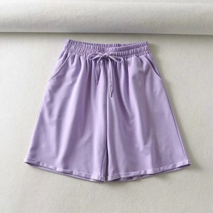 Shorts de Cintura Alta, Holgados, de Tela Transpirable y Ecológica de Alta Calidad, Color Sólido, Estilo Casual para Mujer, Venta al Por Mayor - Product Image 6