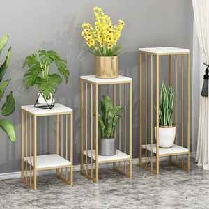 Support de plantes en métal de style industriel, étagères en bois à plusieurs niveaux, pour l'intérieur et l'extérieur, support de présentation pour pots de fleurs - Product Image 1