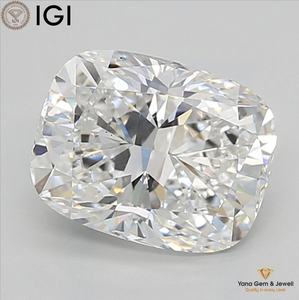 เพชรทรงคุชชั่น 3.01 กะรัต คุณภาพเยี่ยม ผลิตในห้องปฏิบัติการ CVD พร้อมใบรับรอง IGI สี D ความสะอาด VS2 สำหรับเครื่องประดับแบบโซลิแทร์ - Product Image 1