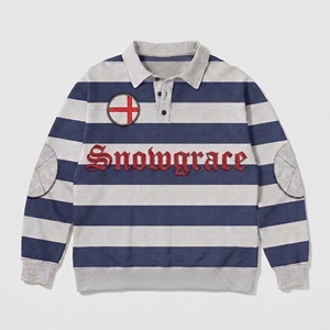 เสื้อรักบี้ลายทางสโนว์เกรซแขนยาว ปกคอพับ ปักโลโก้ ทรงปกติ สำหรับผู้ใหญ่ ทุกฤดูกาล - Product Image 1