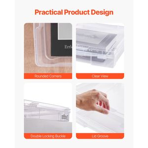 Confezione da 6 scatole impilabili in plastica trasparente per la conservazione di carta da scrapbook, custodia multiuso per documenti con angoli arrotondati, versione 2022 - Product Image 4