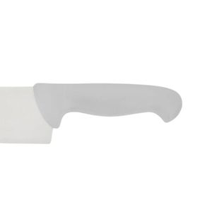 มีดเชฟด้ามจับสีขาว ใบมีดสีเงิน พร้อมที่จับนิ้วแบบ Ergonomic สำหรับหั่นผัก หั่นเนื้อ และเตรียมอาหาร - Product Image 5