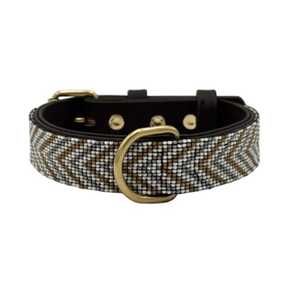 High Quality Indian DD Leather Padded Wide Beaded <b>Dog</b> <b>Collar</b> with Animal Pattern in Manufacturing Price - Product Image 2