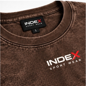 INDEX <b>Men's</b> Oversized Cotton T-Shirt O-Neck <b>Short</b> <b>Sleeve</b> Casual Washed Jersey Fit Regular Length Front Logo Pattern Print - Product Image 5
