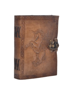Journal vierge en cuir gaufré fait à la main livre des ombres licorne cahier Grimoire bureau journal collège livre poésie livre croquis - Product Image 1