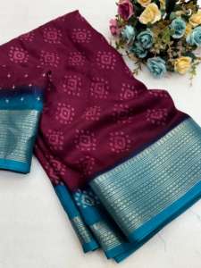 Sari de seda de alta calidad con borde Jequred y blusa a juego, de secado rápido, para uso casual. - Product Image 3