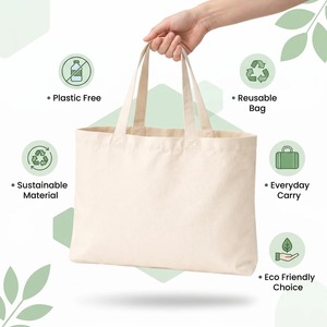 Premium Quality Cotton <b>Canvas</b> Tote <b>Bag</b> Reusable Eco Friendly Shopping Shoulder <b>Bag</b> For Daily Use Available At Export Price - Product Image 5