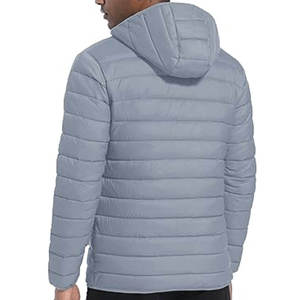 Custom Men's Casual Winter Polyester Warm Windbreaker Coat Quilted Lined <b>Waterproof</b> Zipper Front Full Puffer <b>Padded</b> Hooded - Product Image 4