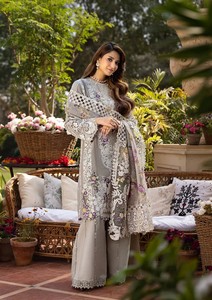 Nouvel ensemble de 3 pièces non cousues en tissu lawn brodé de luxe, de marque, best-seller, pour tenue de soirée, avec services OEM, vente en gros à bas prix - Product Image 2