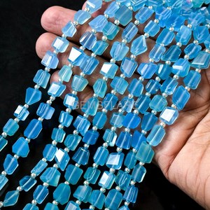 Blue Chalcedony Faceted Tumble Gemstone Beads Wholesale Blue Chalcedony Loose Nuggets Beads 5x7-6x8MM For Jewelry Making Bulk - Product Image 2