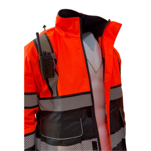 Durable Hi Vis Reflective <b>Jacket</b> Safety Workwear Waterproof Breathable for Construction Road <b>Workers</b> Industrial - Product Image 3